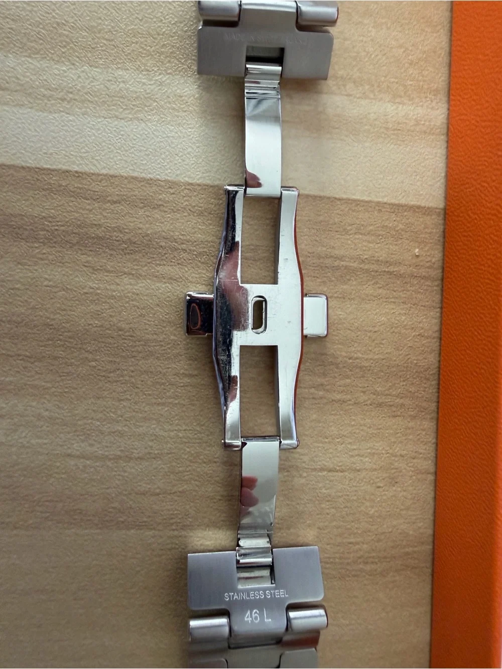 Hermes Apple Watch Single Tour 46mm Stainless Steel Watch Link Bracelet - Silver